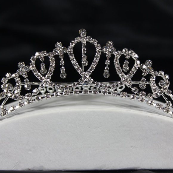 Silver and Crystal Medium Size Tiara Crown-TIA17 - Picture 4 of 4